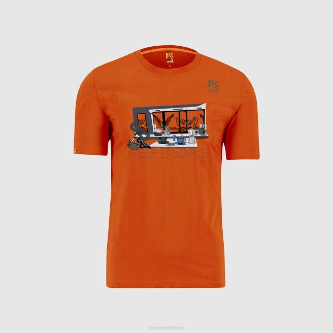 T-shirt| Karpos Heren anemoon t-shirt pittige sinaasappel HD6V416