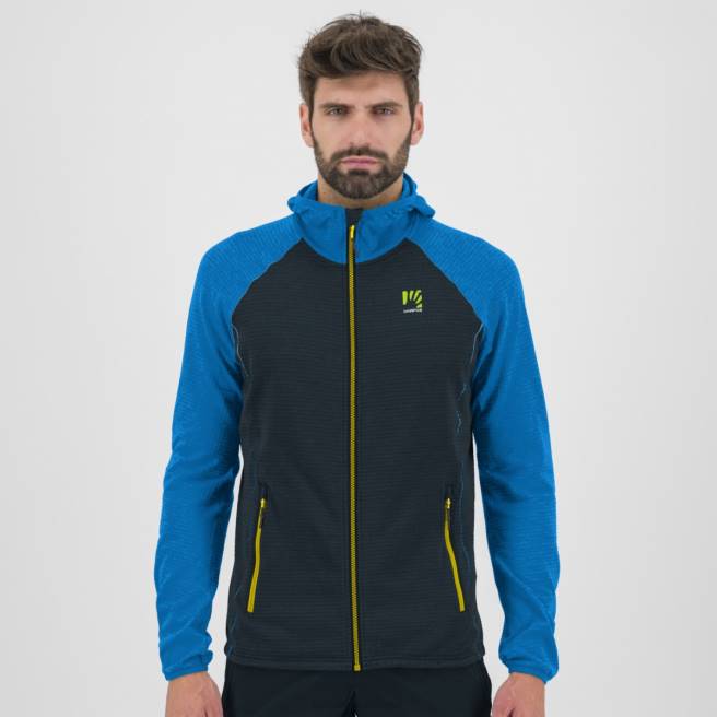 vlies| Karpos Heren Ambrizzola hoodie met volledige ritssluiting ruimte/indigo vlaggenlijn HD6V226