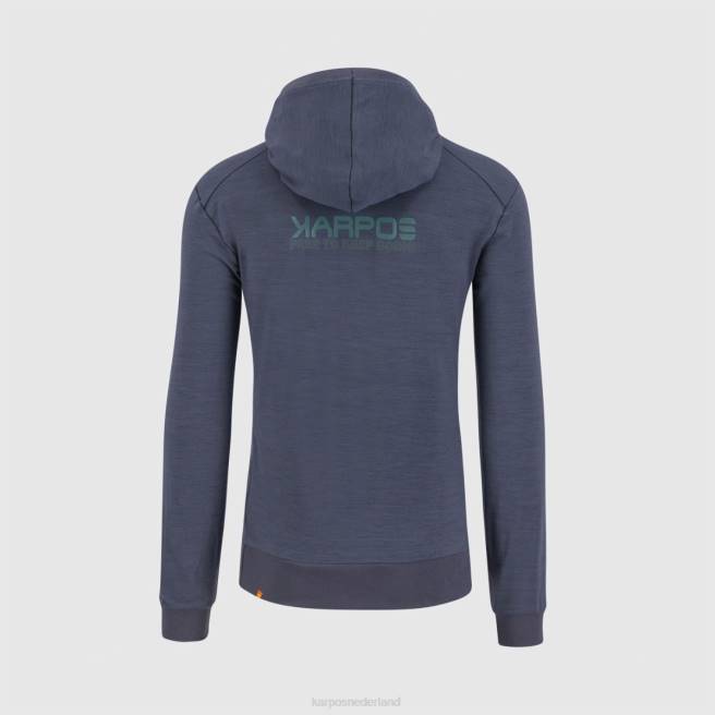vlies| Karpos Heren Coppolo merino hoodie met volledige ritssluiting ombre blauw HD6V183
