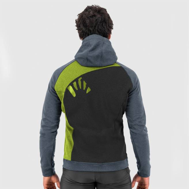 vlies| Karpos Heren kinderwagen fleece met capuchon zwart/donker leisteen/limoengroen HD6V296
