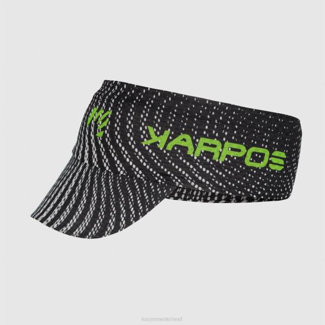 hoofddeksel| Karpos vrouwen vizier met tre cime-print zwart/jasmijngroen HD6V753