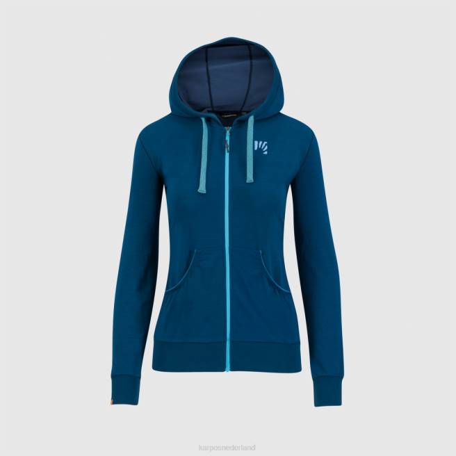 vlies| Karpos vrouwen Coppolo Merino W-hoodie met volledige ritssluiting Gibraltar zee HD6V1124