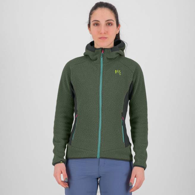 vlies| Karpos vrouwen Jaren 80 hoodie met fleece zwart zand/tijm HD6V1113
