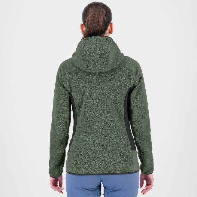vlies| Karpos vrouwen Jaren 80 hoodie met fleece zwart zand/tijm HD6V1113