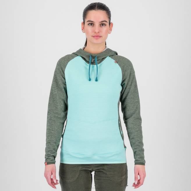 vlies| Karpos vrouwen camouflage met capuchon aqua sky/tijm HD6V1172