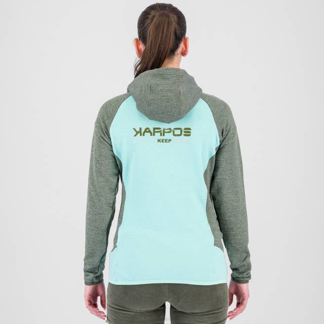 vlies| Karpos vrouwen camouflage met capuchon aqua sky/tijm HD6V1172
