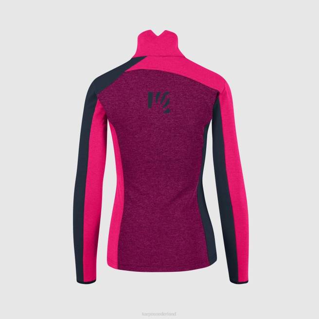 vlies| Karpos vrouwen federa halve rits met fleece boysenbes/roze/vulcaan HD6V1201