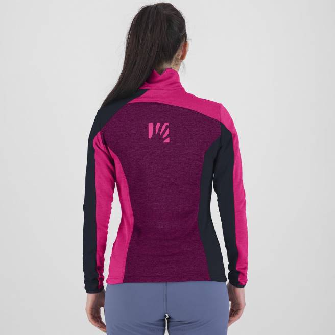vlies| Karpos vrouwen federa halve rits met fleece boysenbes/roze/vulcaan HD6V1201