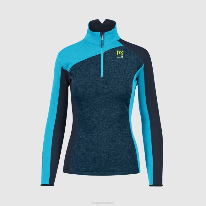 vlies| Karpos vrouwen federa halve rits met fleece middernacht/blauw atol/vulcan HD6V1202